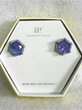 Bomb Party Earrings Sands & Sparkles ER52972 Lavender Fluorite Hexagon New T thr